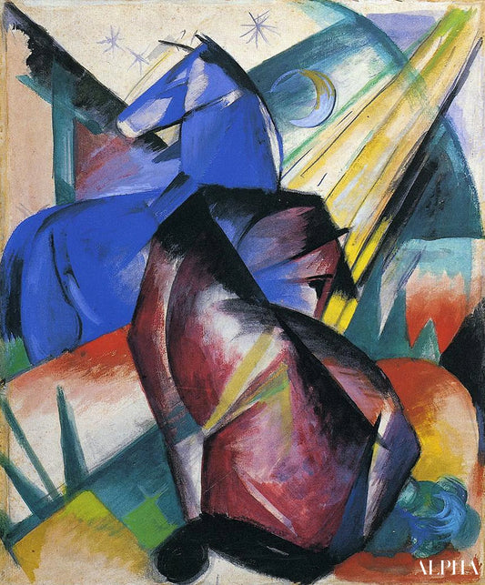 Deux chevaux, rouge et bleu - Franz Marc - Reproductions de tableaux et peintures haut de gamme