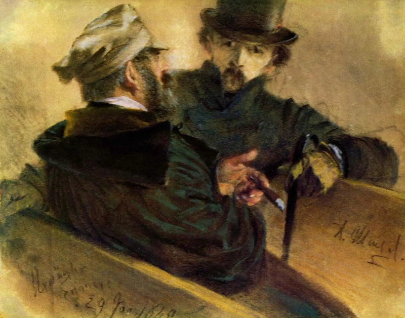 Dwóch wyborców w rozmowie - Adolph von Menzel