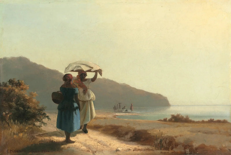 Dwie kobiety rozmawiające nad morzem, Saint-Thomas - Camille Pissarro