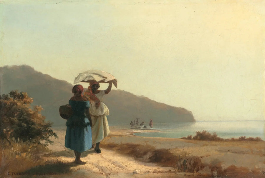 Dwie kobiety rozmawiające nad morzem, Saint-Thomas - Camille Pissarro