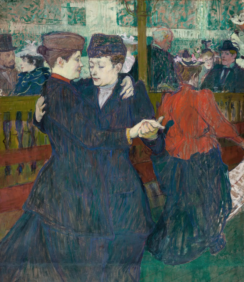 Dwie kobiety tańczące w Moulin-Rouge - Henri de Toulouse-Lautrec