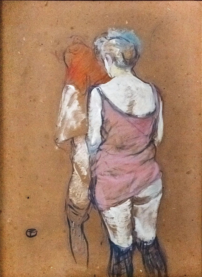 Dwie półnagie kobiety od tyłu. Dom przy ulicy Młynów - Henri de Toulouse-Lautrec