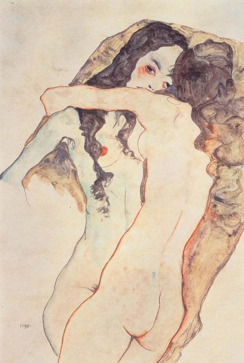 Dwie kobiety całujące się - Egon Schiele