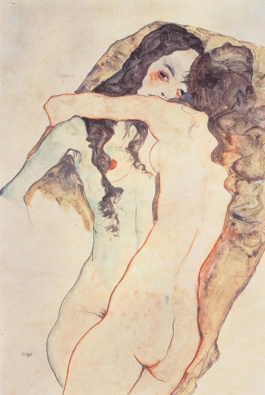 Dwie kobiety całujące się - Egon Schiele