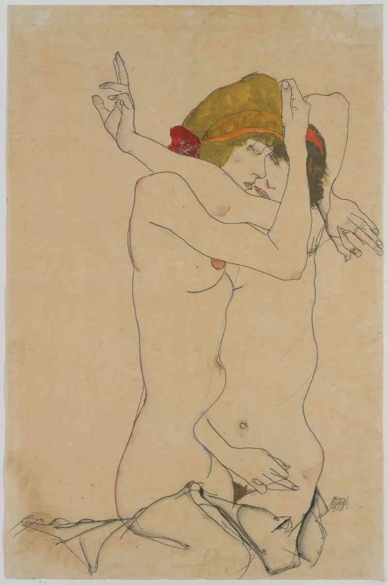Dwie kobiety całujące się - Egon Schiele