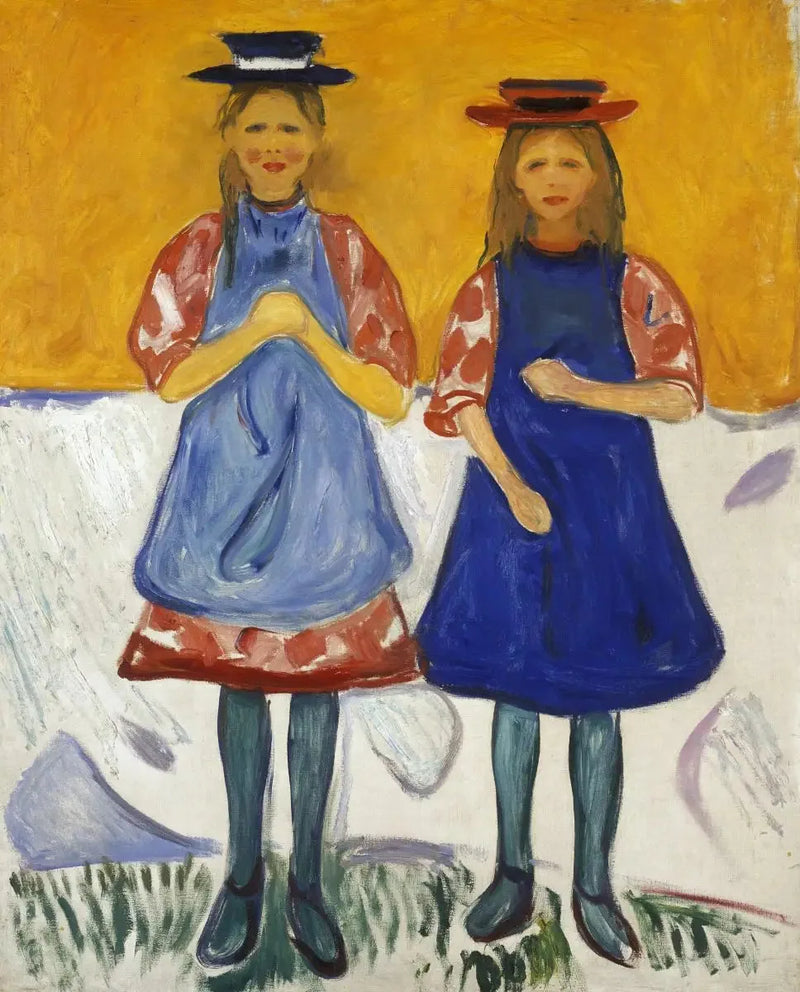 Dwie dziewczyny w niebieskim fartuchu - Edvard Munch