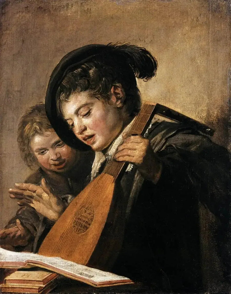 Dwóch chłopców grających i śpiewających - Frans Hals
