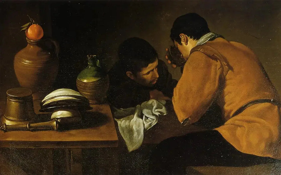 Dwóch młodych przy stole - Diego Velázquez