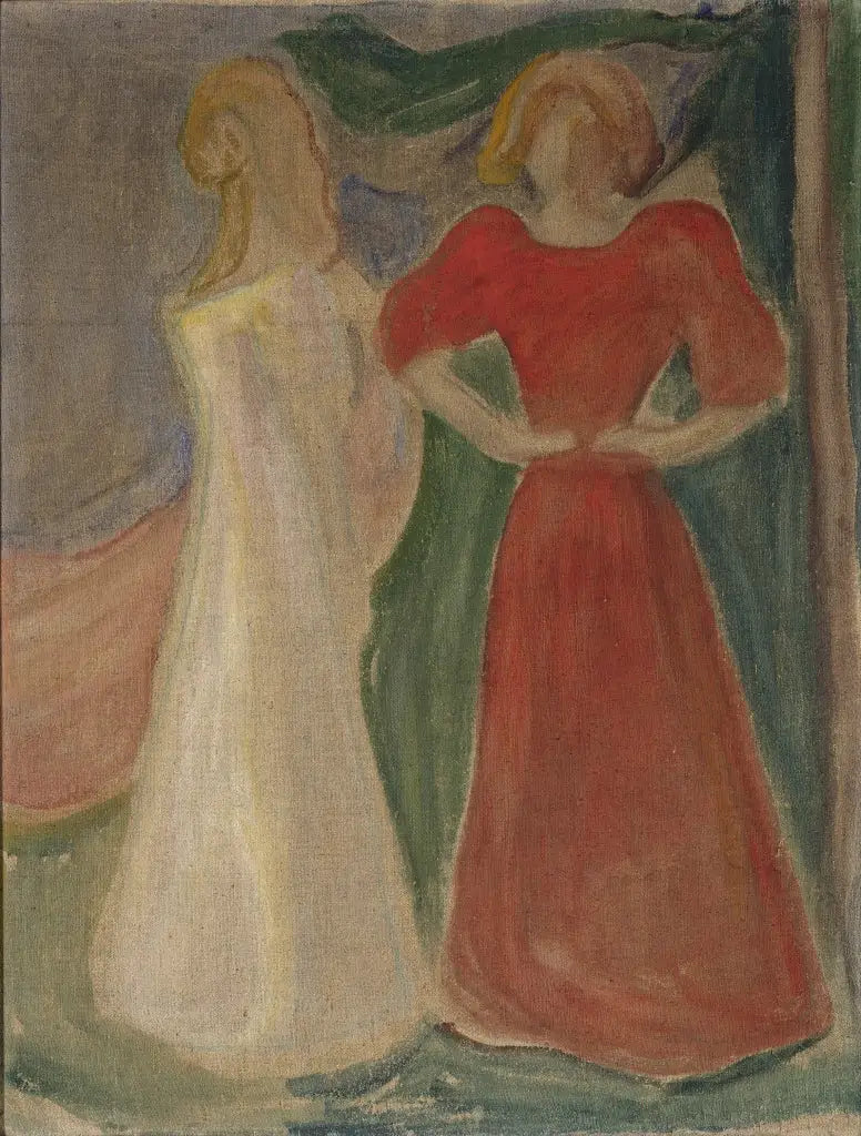 Dwie Młode Kobiety w czerwieni i bieli (Fryz Reinhardt) - Edvard Munch