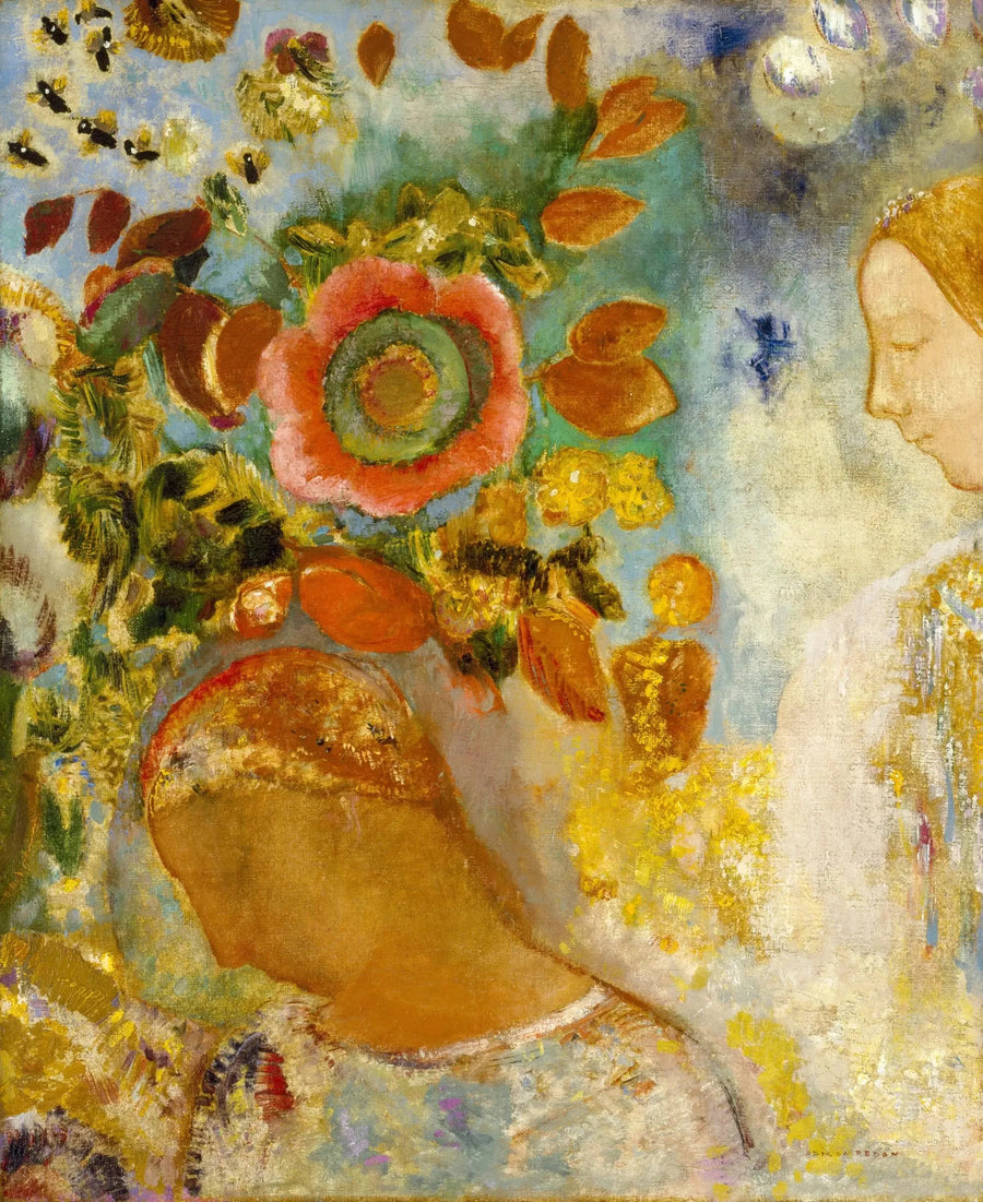 Dwie młode dziewczyny wśród kwiatów - Odilon Redon