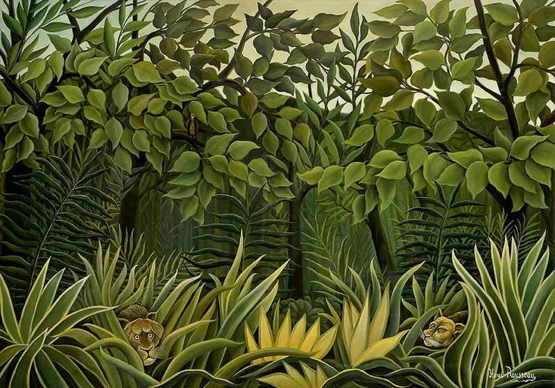 Dwa lwy czuwające w dżungli - Henri Rousseau