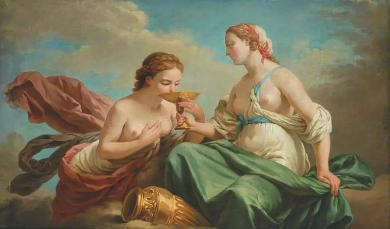 Dwie nimfy, alegoria pięciu zmysłów - Louis Jean François Lagrenée