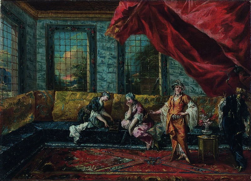 Dwie odaliski grające w Mancala w haremie - Francesco Guardi