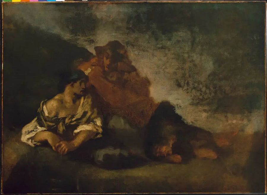 Dwóch leżących postaci - Jean-François Millet