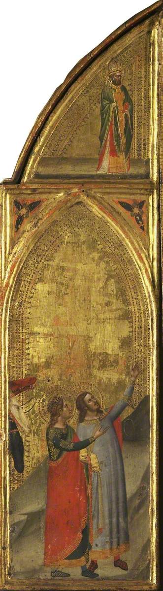 Dwóch Królów Mędrców i biskup (tryptyk, skrzydło lewe) (tył) - Bernardo Daddi