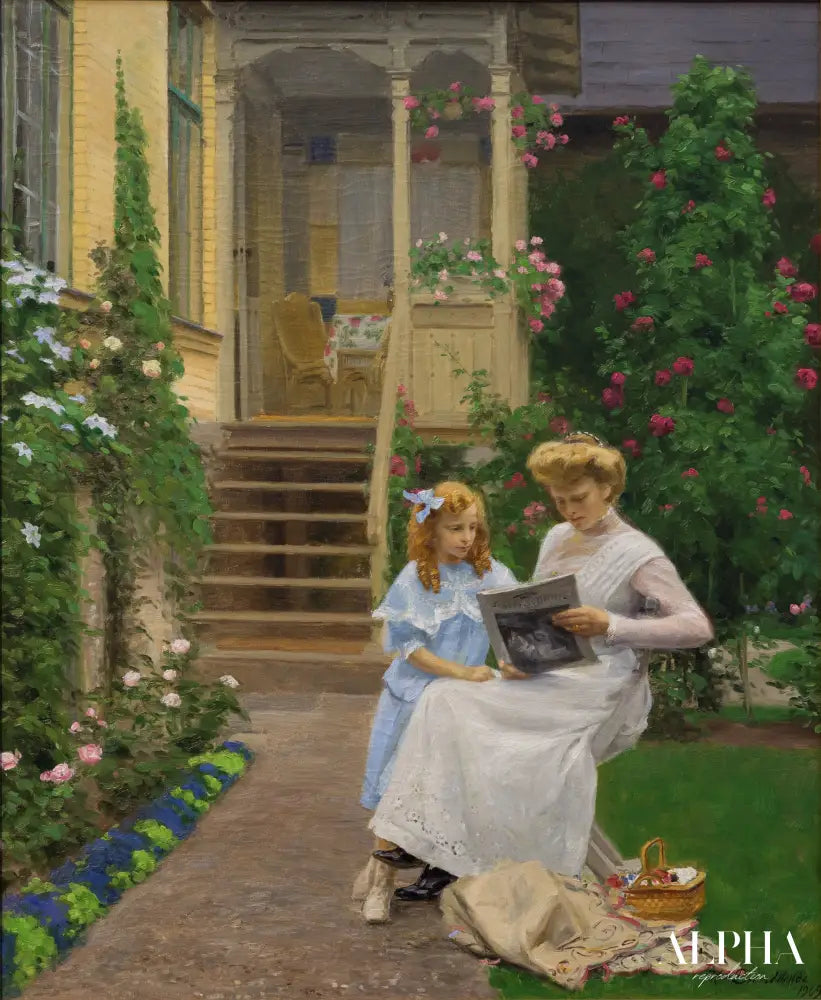 Deux sœurs dans un jardin - Hans Andersen Brendekilde - Reproductions de tableaux et peintures haut de gamme