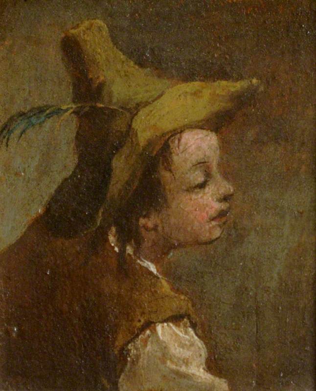 Dwa obrazy: portret chłopca i portret dziewczynki (diptyk, panel po lewej stronie) - Francesco Guardi
