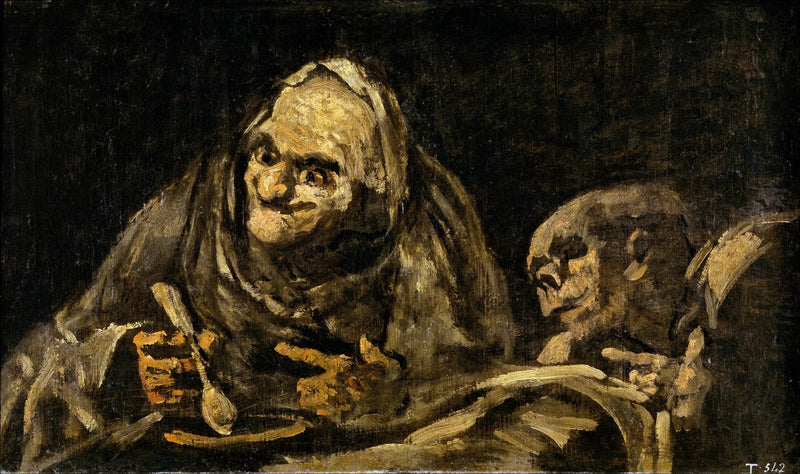 Dwaj starcy jedzący zupę - Francisco de Goya