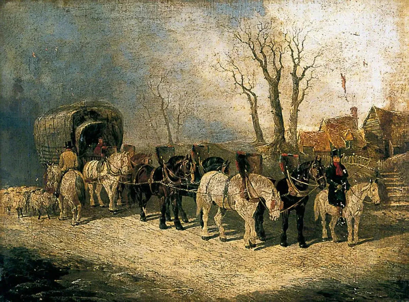 Diak, przewoźnik z Londynu do Yorku, na drodze zimą - John Frederick Herring, Sr.