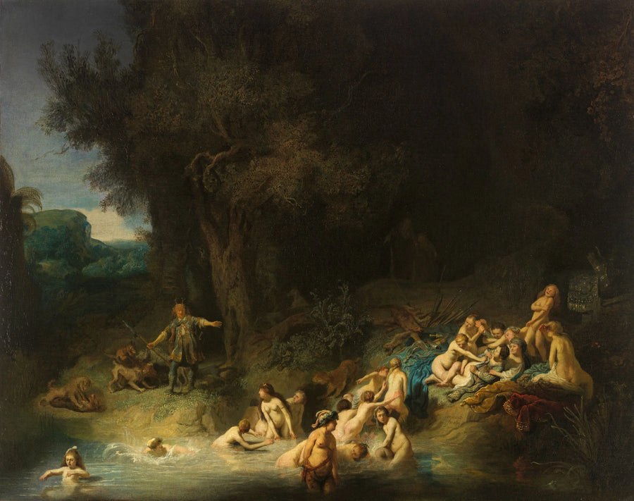 Diane i jej nimfy zaskoczone w kąpieli przez Aktajona - Rembrandt