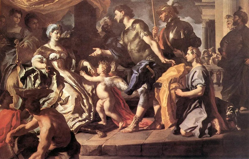 Didon przyjmująca Eneasza i Kupidyna przebrane za Ascagne - Francesco Solimena