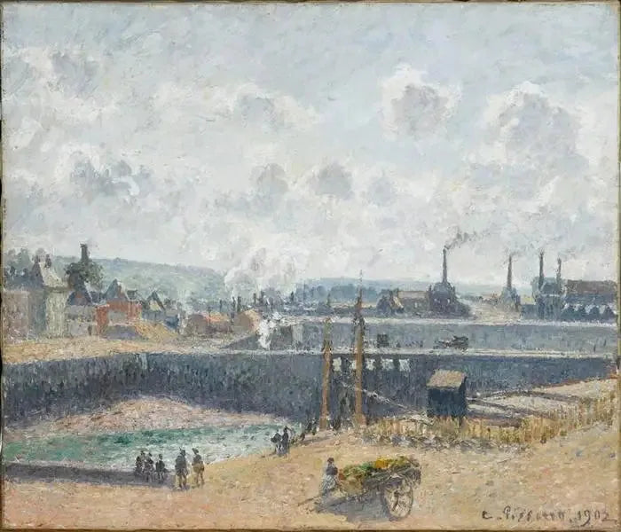 Dieppe, basen Duquesne. Niski stan wody, słońce, poranek - Camille Pissarro