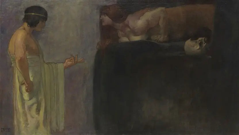 "Edyp rozwiązuje zagadkę Sfinksa - Franz von Stuck"