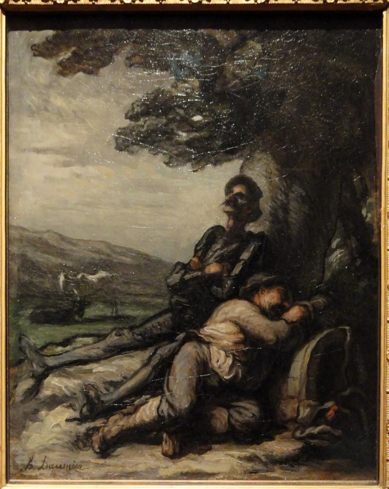 Don Kichote i Sancho Pansa odpoczywający pod drzewem - Honoré Daumier