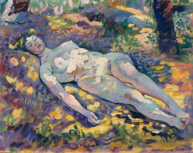 Nagie łóżko w polanie - Henri-Edmond Cross