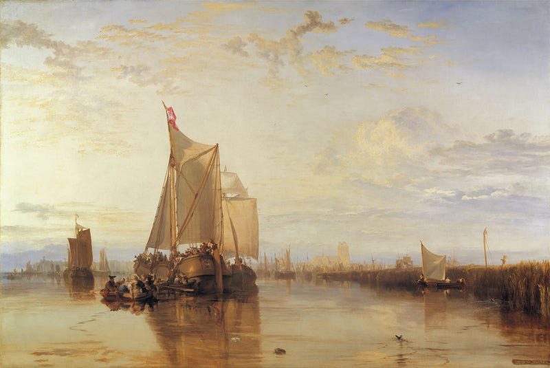 Dort, czyli Dordrecht: Łódź pocztowa Dort z Rotterdamu na spokojnej wodzie - J. M. W. Turner