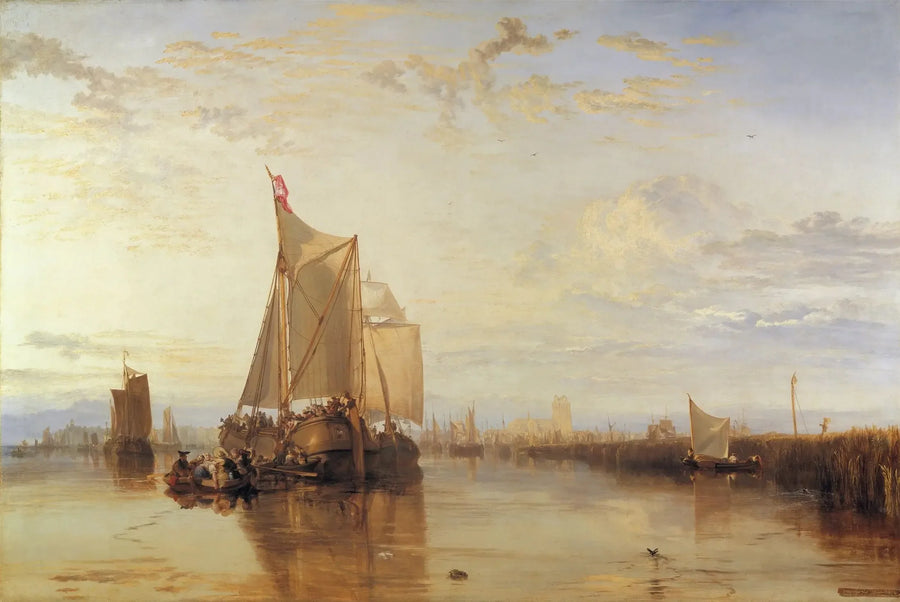 Dort, czyli Dordrecht: Łódź pocztowa Dort z Rotterdamu na spokojnej wodzie - J. M. W. Turner