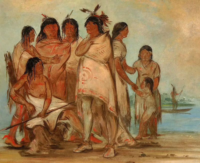 Du-cór-re-a, przywódca plemienia, i jego rodzina - George Catlin
