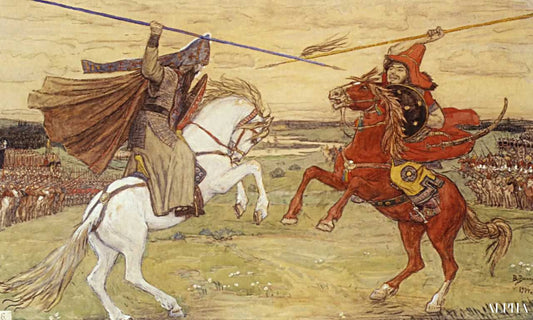 Duel Peresvet avec Chelubey - Viktor Vasnetsov - Reproductions de tableaux et peintures haut de gamme