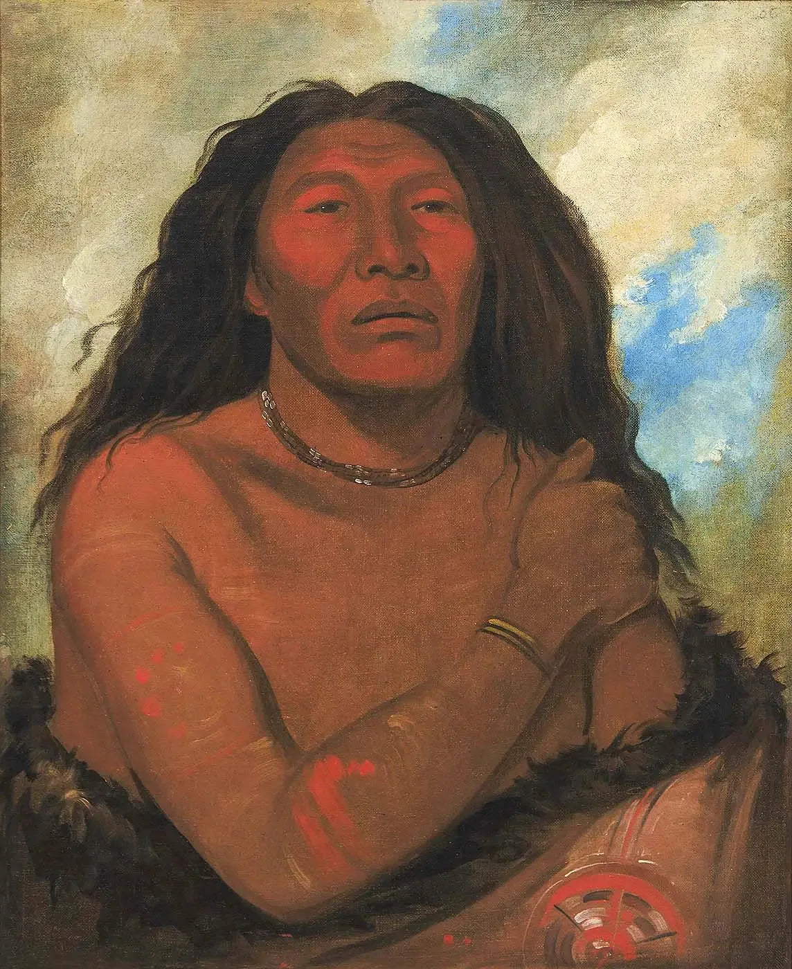Duhk-gits-o-ó-see, Ours Rouge, un guerrier distingué - George Catlin image 1 copie de tableau peinte à la main