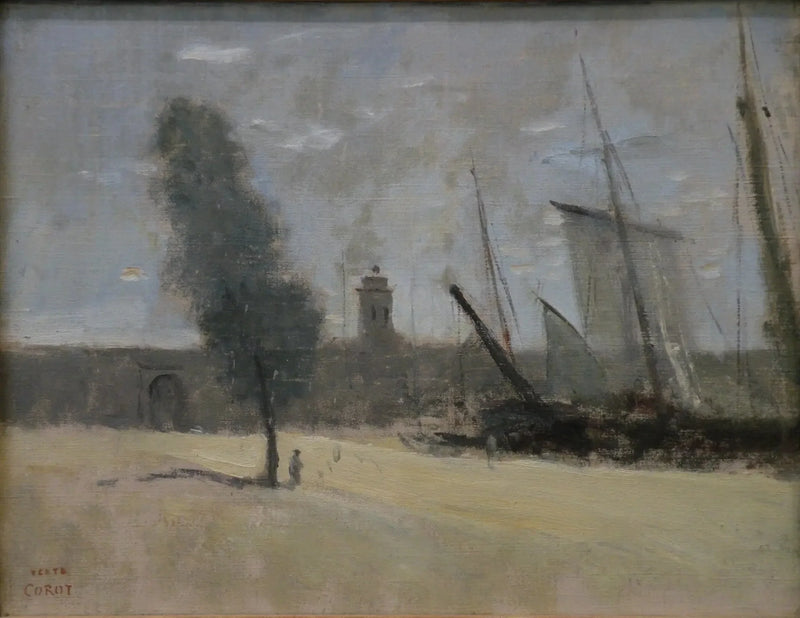 Dunkerque, mury obronne i wejściowa brama portu - Jean-Baptiste Camille Corot
