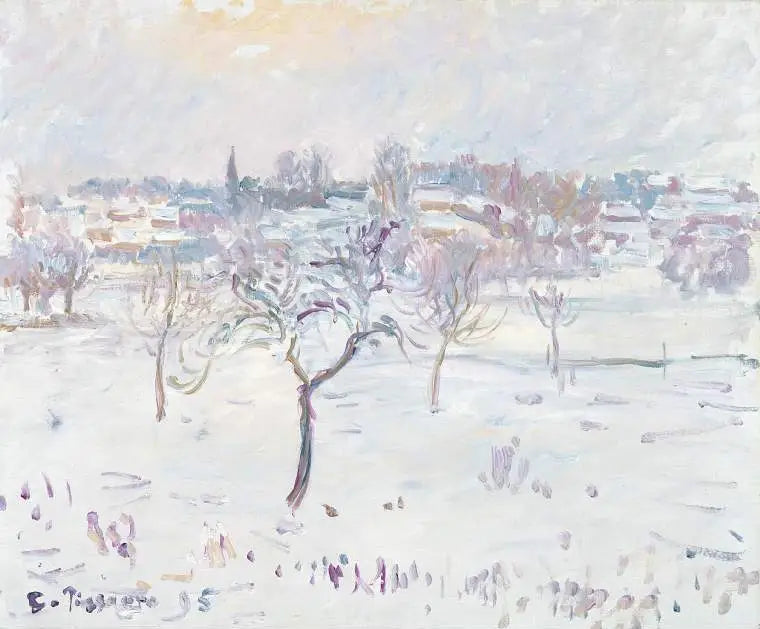 Efekt śniegu w Éragny z jabłonią - Camille Pissarro