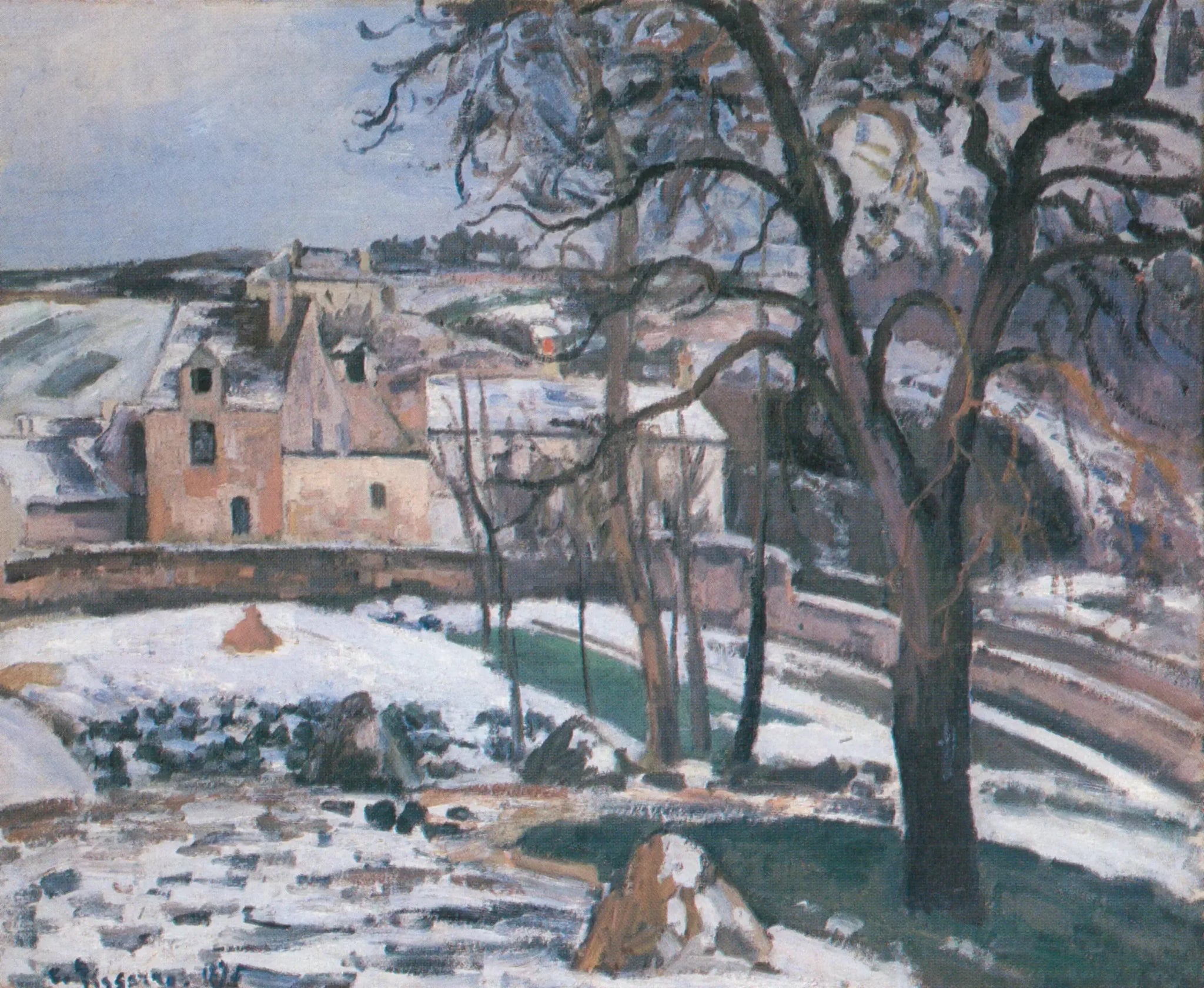 Effet de neige à L´Hermitage, Pontoise - Camille Pissarro image 1 copie de tableau peinte à la main
