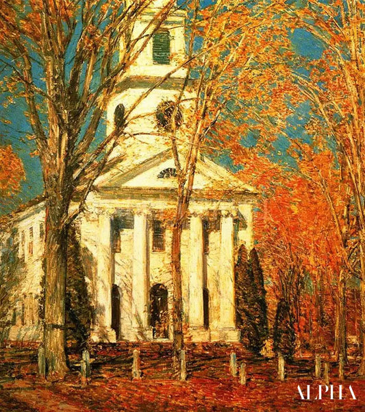 Église à Old Lyme - Childe Hassam - Reproductions de tableaux et peintures haut de gamme