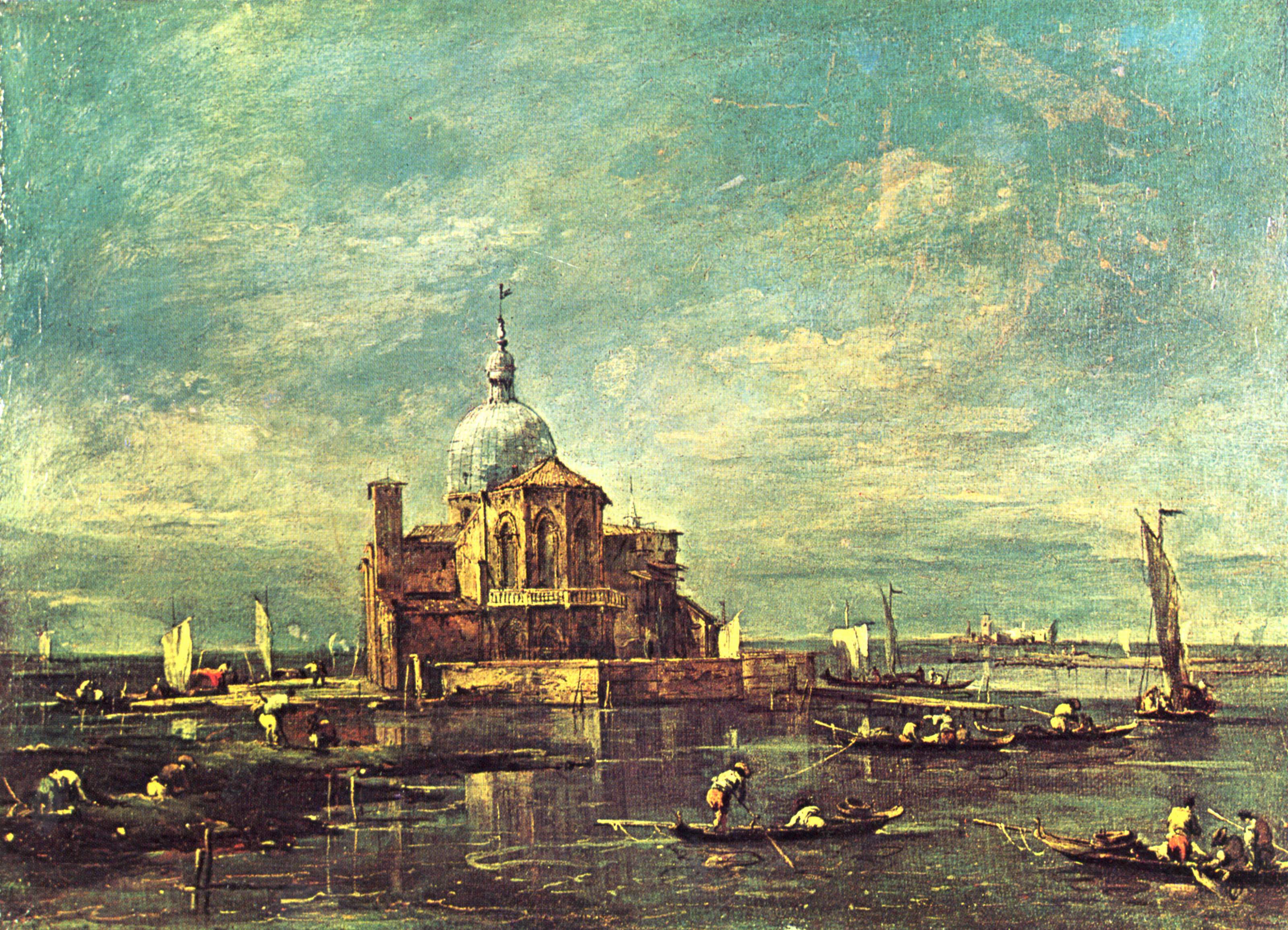 Église sur une petite île lagonaire - Francesco Guardi image 1 copie peinte à la main à l’huile