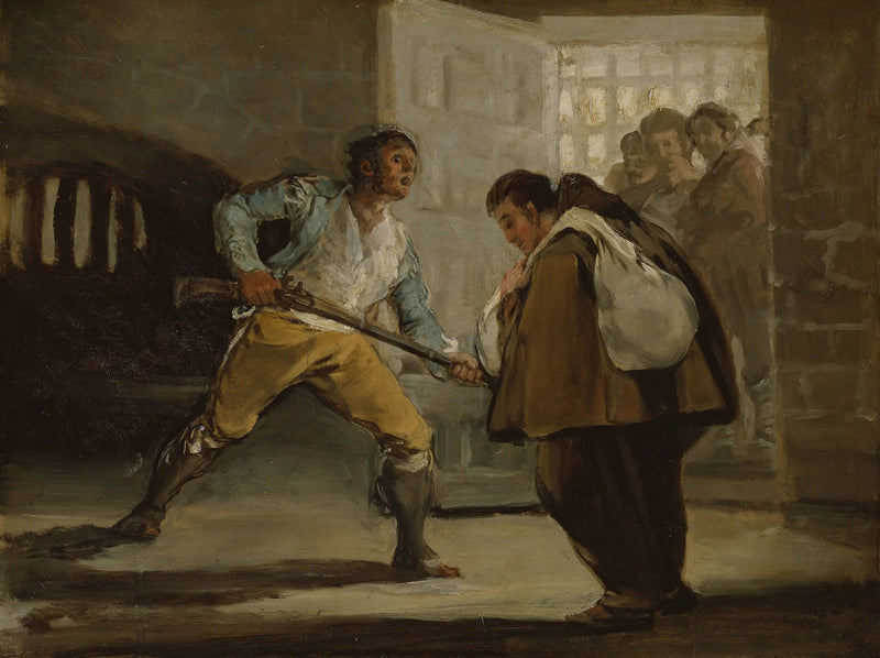 El Maragato grozi bratu Pedro de Zaldivia swoją bronią - Francisco de Goya