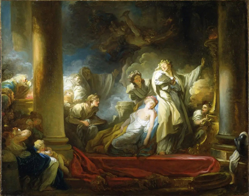 El sacrificio de Caliroe - Jean-Honoré Fragonard image 1 reproduction de peinture à l’huile