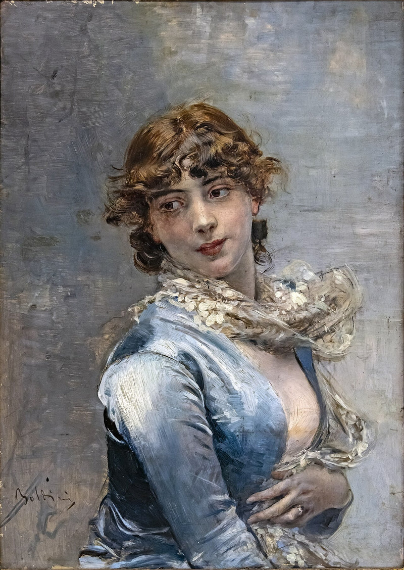 Elegancka w niebieskiej sukni - Giovanni Boldini
