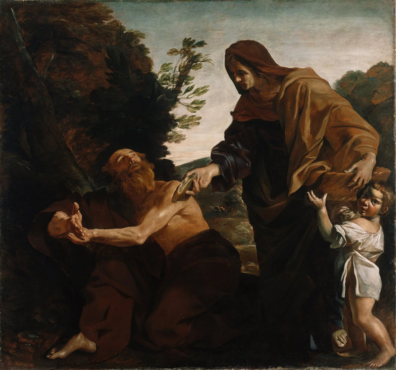 Elijah otrzymujący chleb od wdowy z Sarepty - Giovanni Lanfranco
