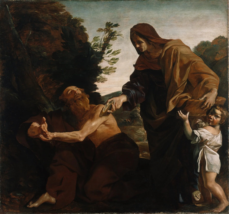 Elijah otrzymujący chleb od wdowy z Sarepty - Giovanni Lanfranco