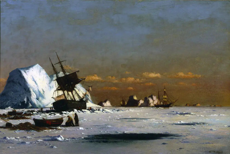 Czekając na odwilż (scena polowania na wieloryby na Arktyce) - William Bradford
