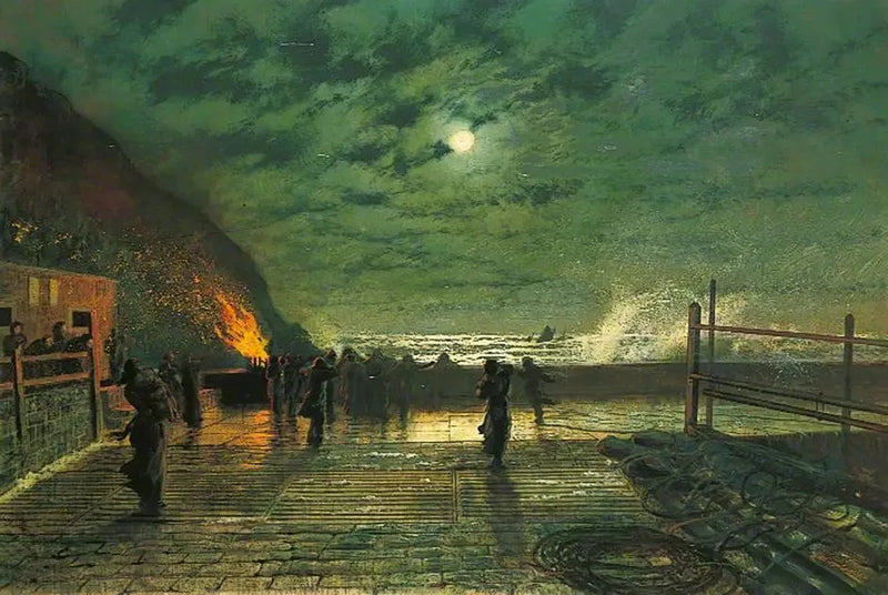 W niebezpieczeństwie (The Harbour Flare) - John Atkinson Grimshaw