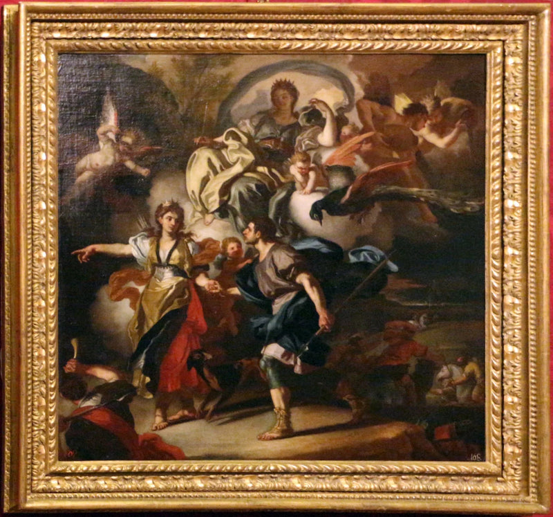 Eneasz i Dydona kierują się w stronę jaskini (szkic). - Francesco Solimena