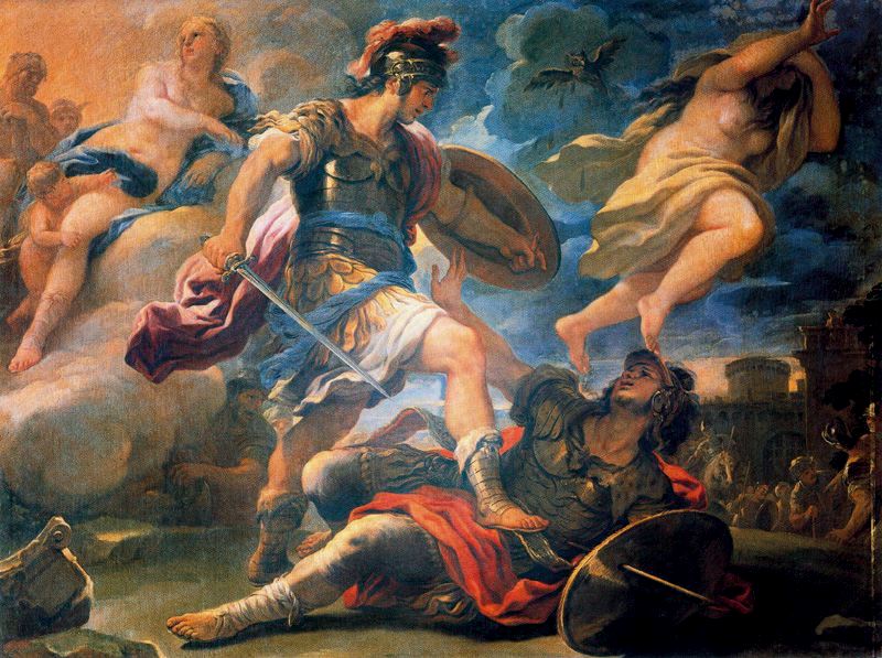 Eneasz i Turnus - Luca Giordano