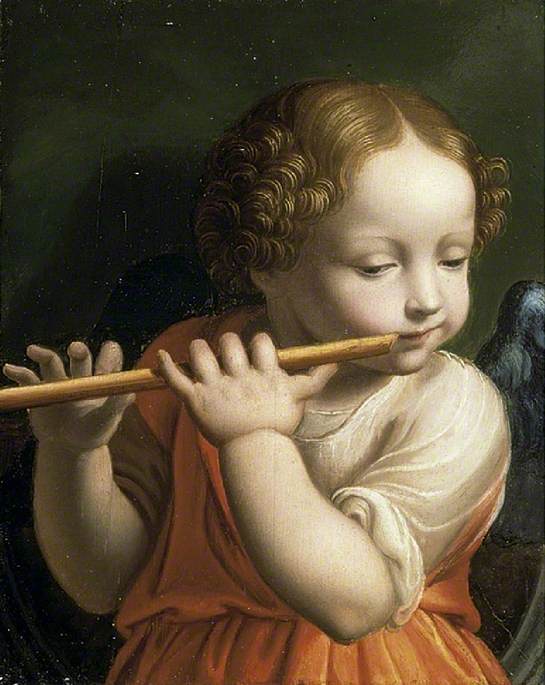 Anioł dziecko grający na flecie - Bernardino Luini