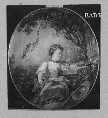 dziecko przy studni w ogrodzie - François Boucher